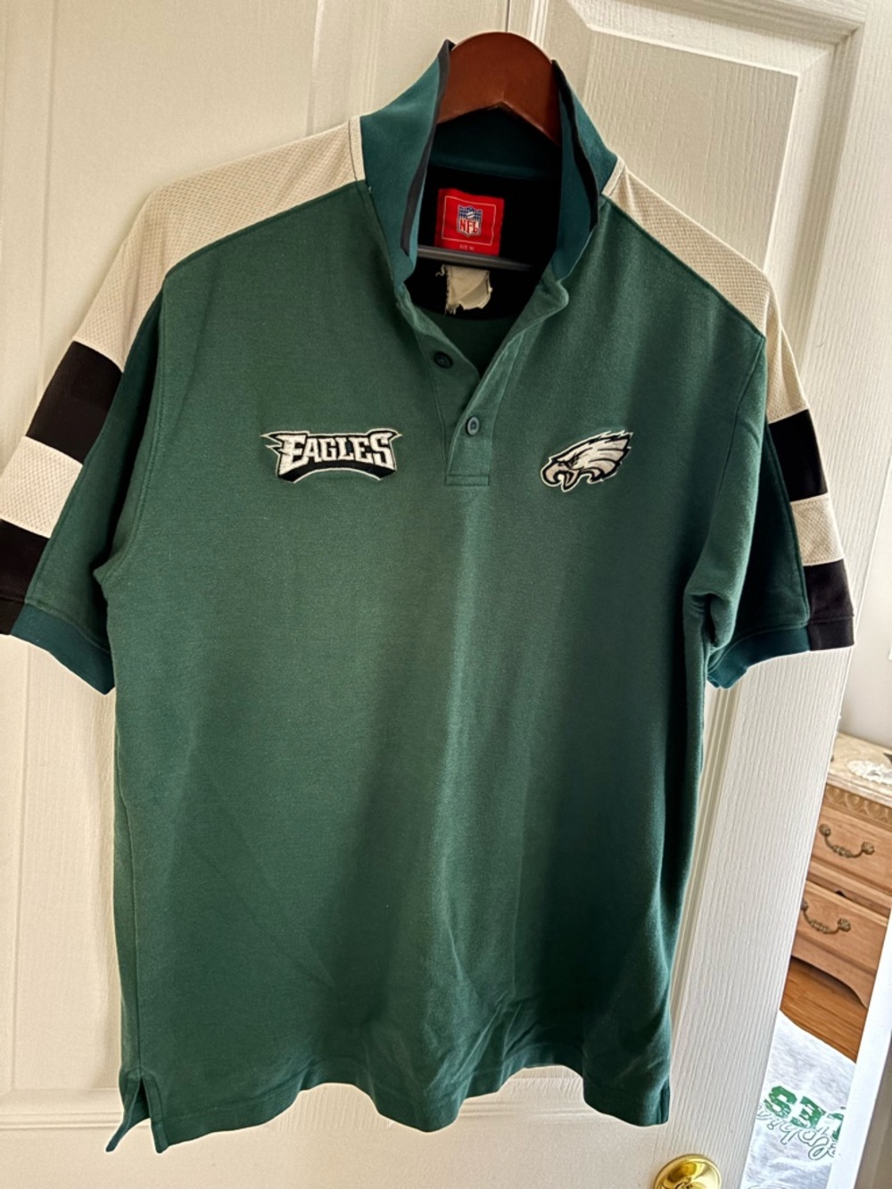 NFL Philadelphia Eagles Green Polo with White and Black Accents